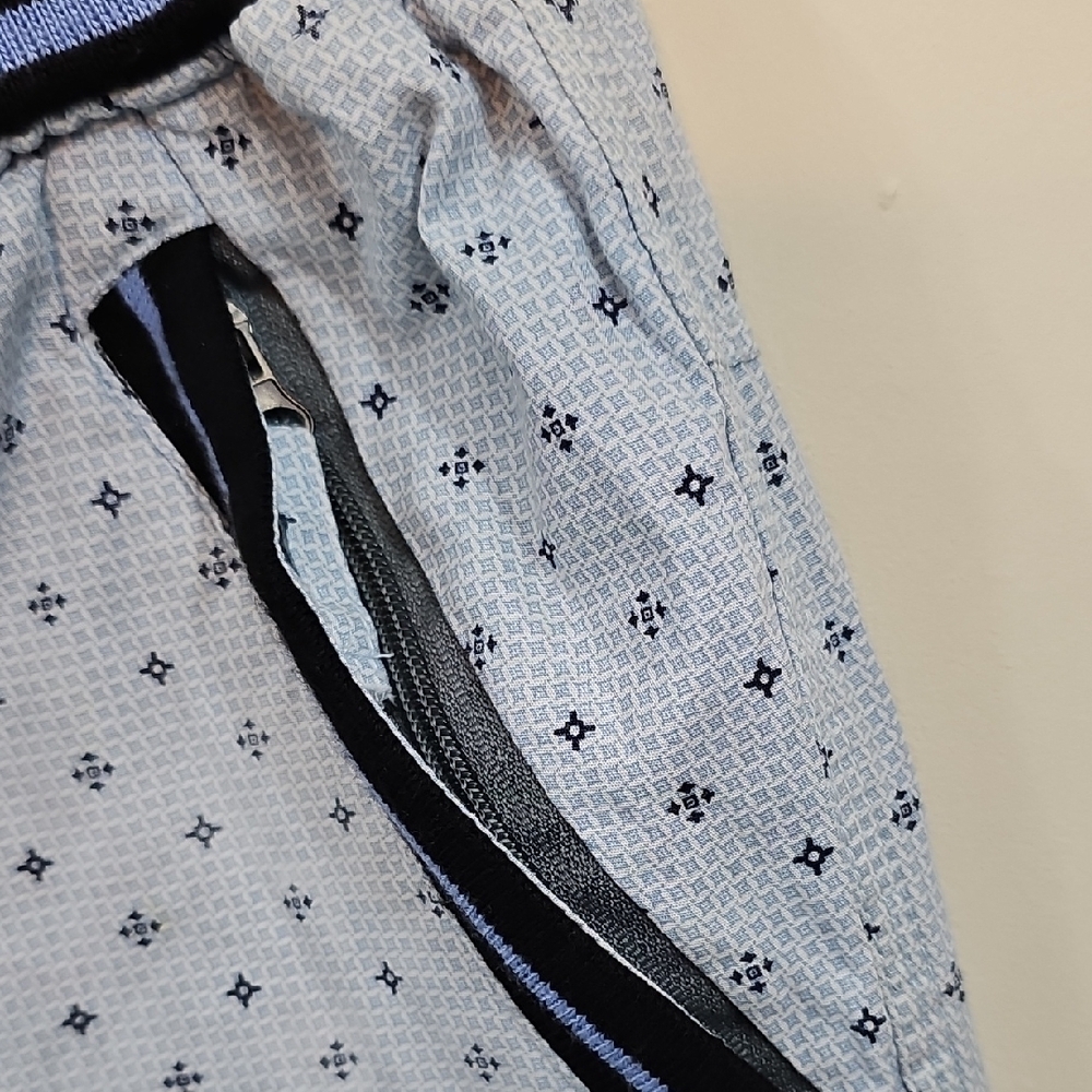 Men's XXL Light Blue Star Print Sleep Lounge Pants Navy Striped Elastic Waist - Picture 5 of 5
